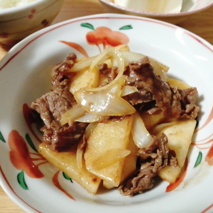 牛肉と長芋と玉ねぎの炒め物